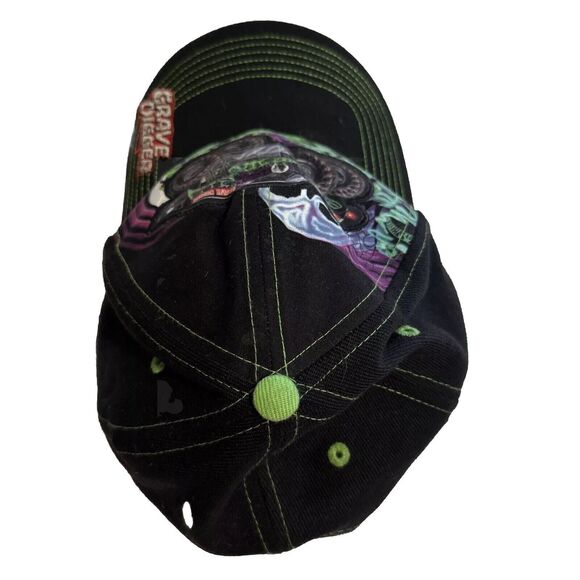 Grave Digger Monster Jam Hat Souvenir Cap Snapback Black Green Large Logo Script - Picture 5 of 8